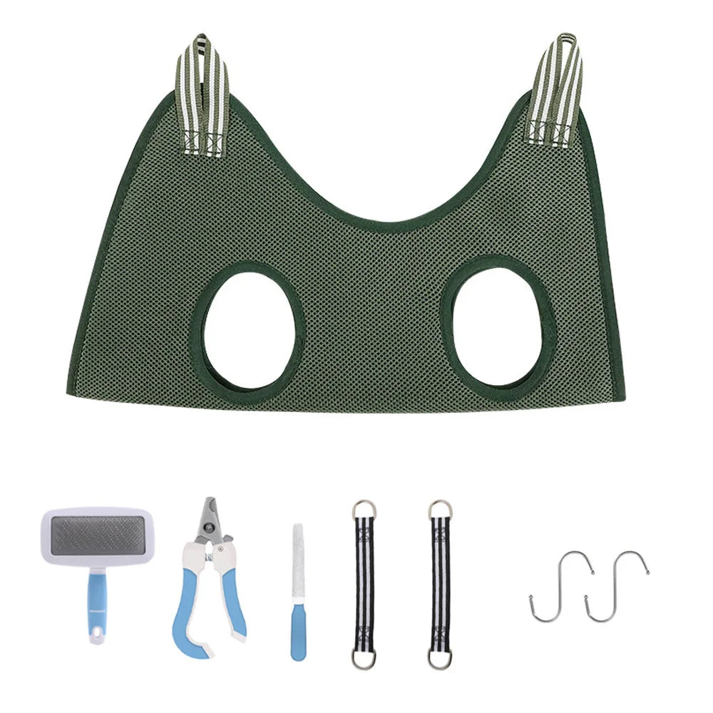 Cat Grooming Stainless Steel Nail Cutting Anti-Scratch Bite Fixed Bath Trimming Restraint Bag & Hammock Hanging Pet Supplies Set