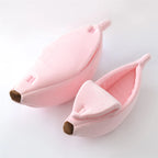 Banana Shape Cat Bed House Mat Warm Durable Portable Winter Coral Fleece Removable Cover Cat Supplies