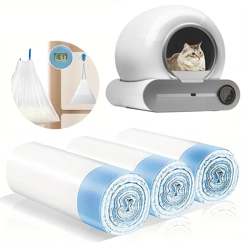 3 Rolls Pet Poop Bags for Tonepie Automatic Cat Litter Box Pet Garbage Cat Poop Bags Self-cleaning Cat Toilet Waste Bags
