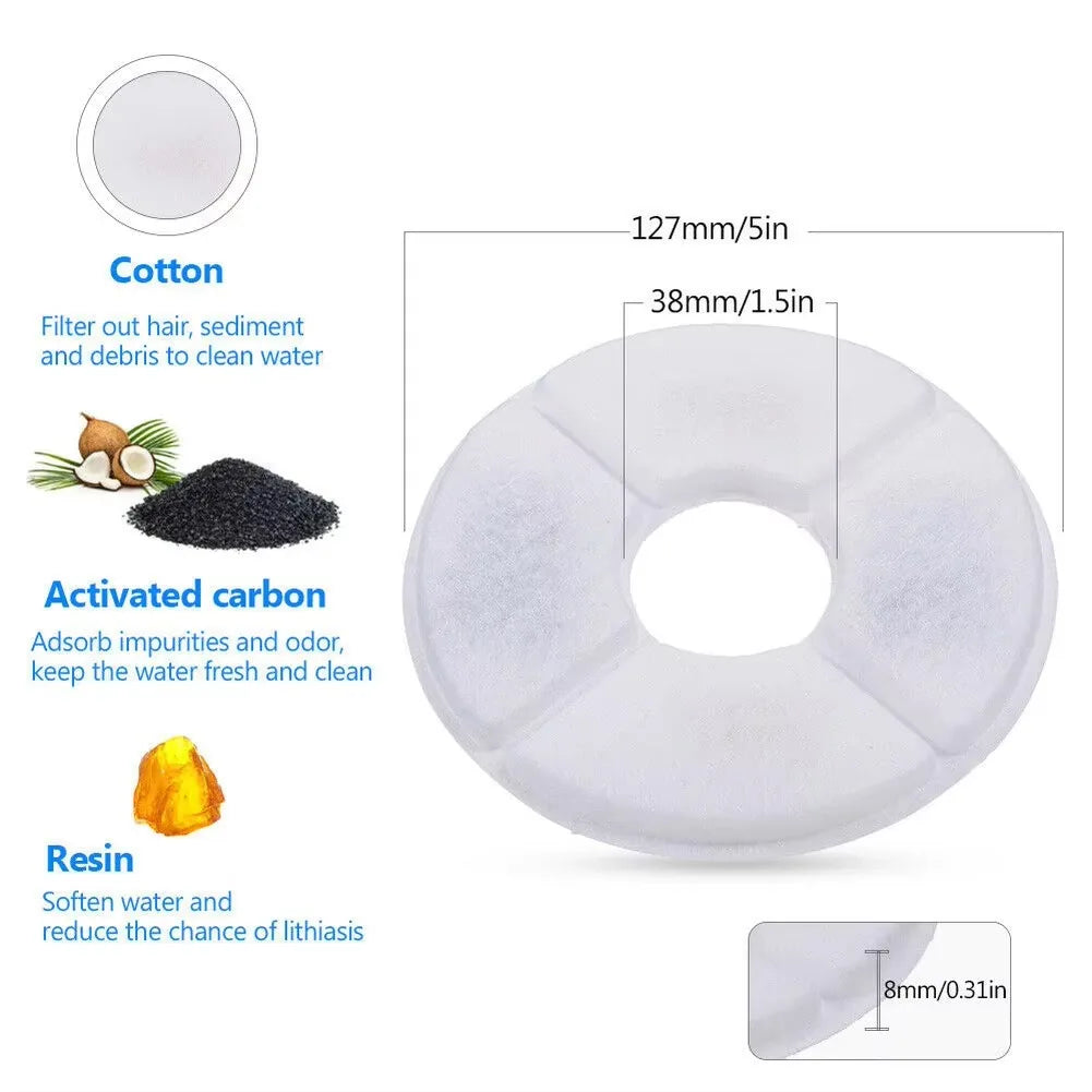 8PCS Filters Pet Fountain Automatic Water Dispenser Premium Activated Carbon Filters 4 Pack Daisy Fountain Filters