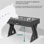 Raised Pet Bowl Stainless Steel Double Bowls Stand Non-Slip No Spill Dog Smart Height Adjusts Cervical Protectionto Large Dogs