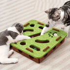 Interactive Construction Site Cat Fun Box Durable Felt Puzzle Game with Paw Prints Simple Style for Indoor Cats