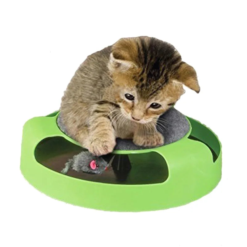 Cat Training Toys Play Scratch Funny Mouse Play Kitten Toy Cat Interactive Cat Toys with Moving Mouse Inside Roped Faux