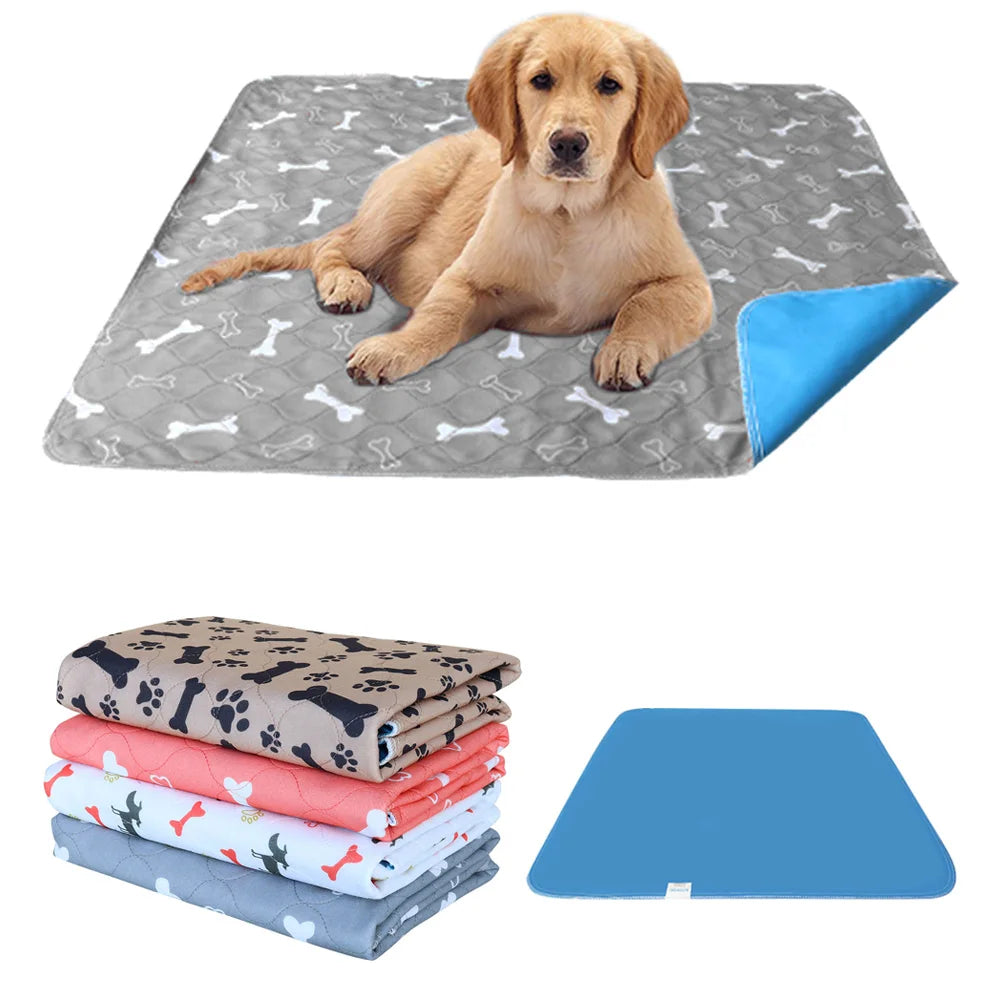 Reusable Pet Urine Pad Washable Dog Cat Diaper Mat 3 Layer Absorbent Dogs Diapers Pads Bone Paw Print for Sofa Bed Floor