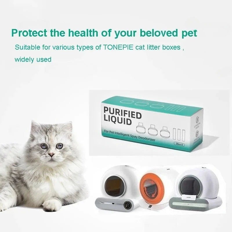 Smart Self-Cleaning Tonepie Automatic Cat Litter Box Accessories Purification Concentrated Liquid Easy Clean Deodorant Plastic