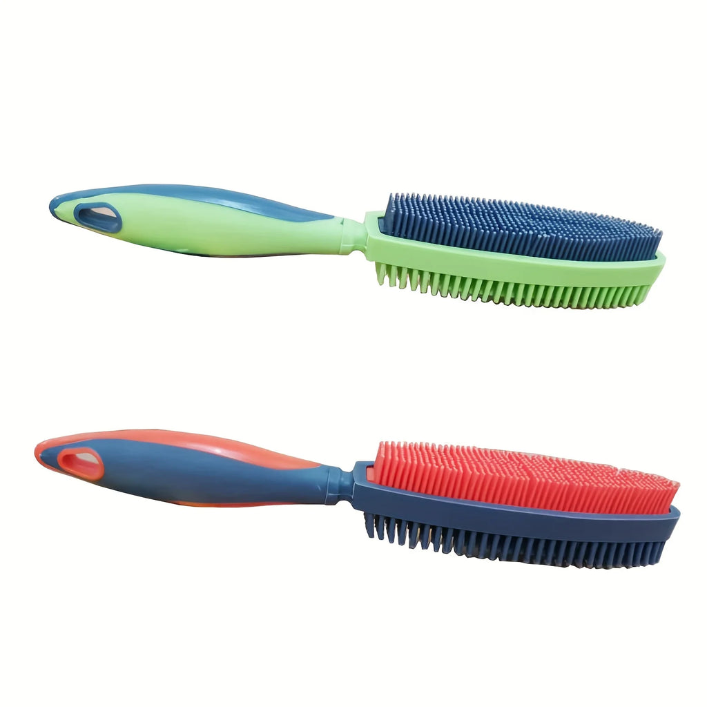 Double-Sided Pet Hair Removal Brush Soft Rubber Multifunctional Cleaning Tool for Pet Bath Massage Portable Hair Remover for Pet