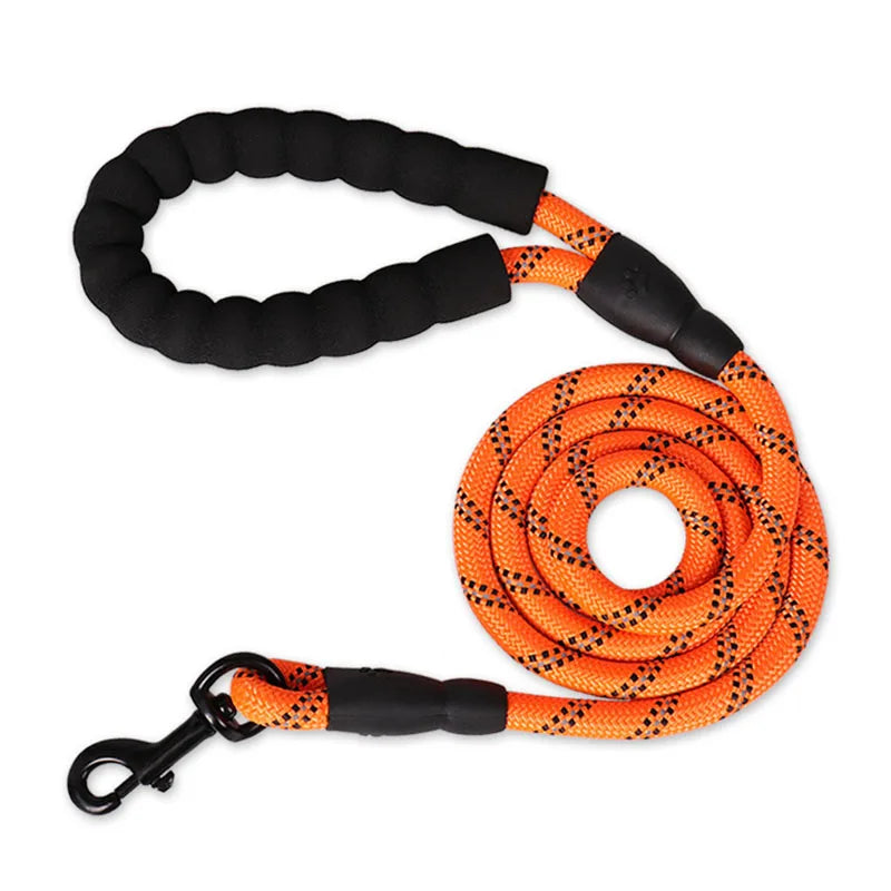1.5M Comfortable Dog Training Leash Reflective Padded Handle Strong Heavy Duty Nylon Rope Durable Personalized Striped Pattern