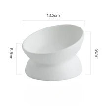 Elevated Cat Food Bowl 5 Oz Ceramic Raised and Tilted Water Bowl Anti Vomiting and Protect Pets' Spines Dishes for Small Dog Cat
