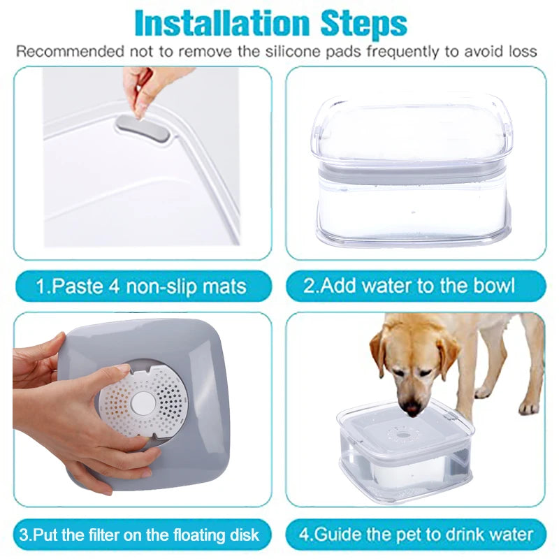 1.8L Transparent Dog Water Bowl Anti-Spill Slow Pet Water Feeder Plastic Dog Bowl for Travel Dog Fountain Cat Bowls