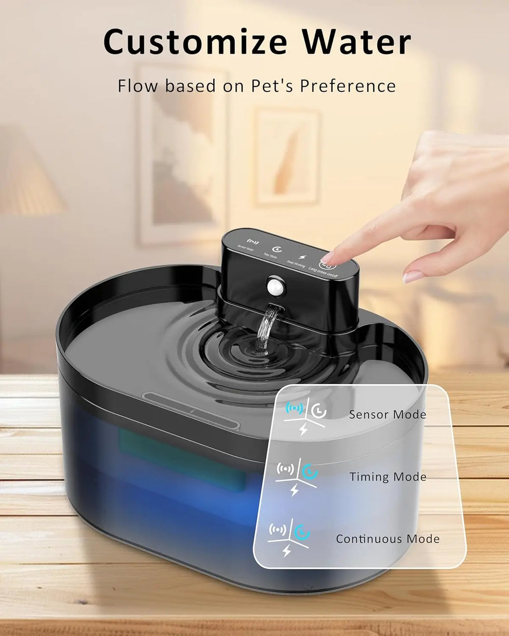 6pcs Wireless Cat Water Fountain Replacement Filters and Sponges 2.2L/74.4Oz Automatic Pet Water Dispenser Filiters