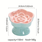 Colorful High-Footed Slow Feeder Ceramic Cat Bowls Anti-Spill Neck Protecting Pet Bowl for Small Dogs and Cats