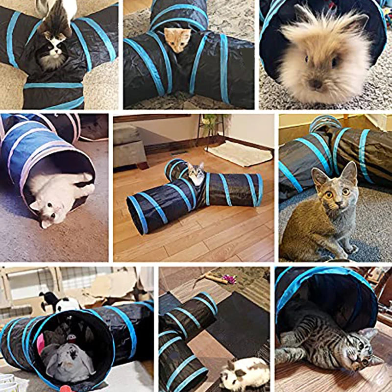 Interactive Eco-Friendly Cloth Cat Tunnel Toy 2/3/4/5 Tube Tunnels Extensible Collapsible Cat Play Tent Kitty Rabbit Small