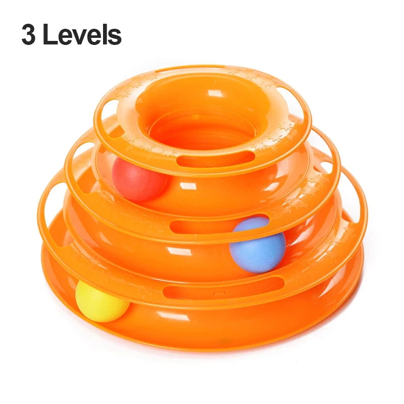 3-Level Interactive Plastic Cat Toy Pet Training Roller Amusement Plate Balls Puzzle Mental Physical Exercise Sustainable