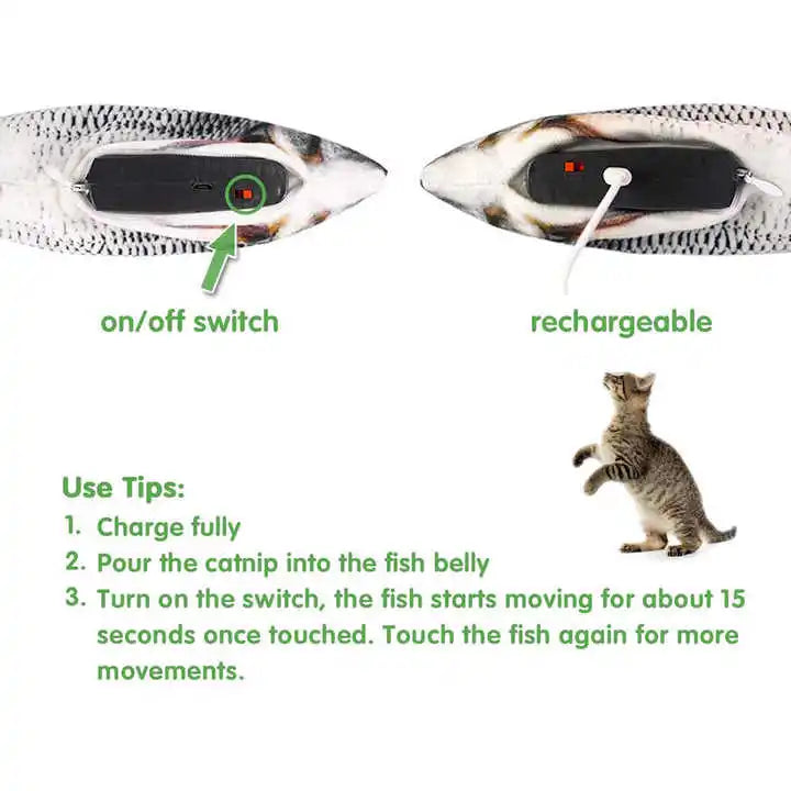 Electric Pet Dancing Fish Cat Toy Fish USB Charging Toy Cat Interactive Floppy Flopping Cat Kicker Catnip Toys