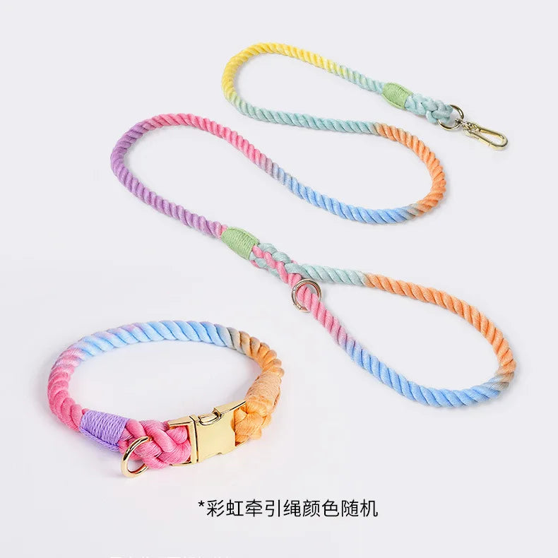 Large Medium Small Dog Products Personalized Pet Bow Tie Color Gradient Collar Metal Buckle Alloy D-Hook Polyester Cotton