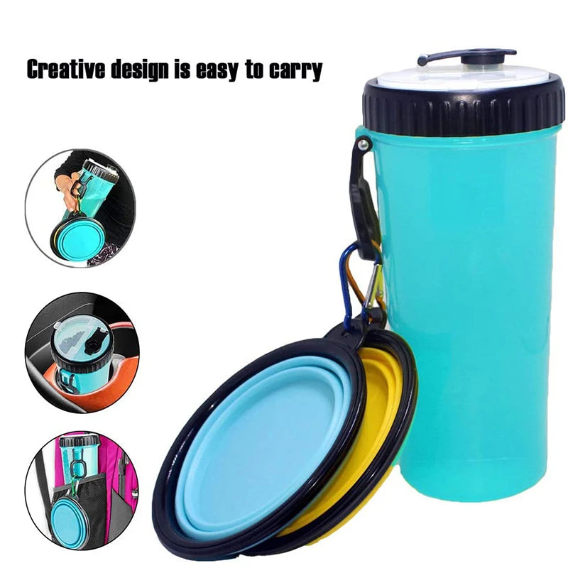 4 in 1 Pet Portable Dog Water Bottle With 2 Collapsible Bowls Travel Pet Manufacturer OEM Pet Water Bottle Feeder Dog Bottle