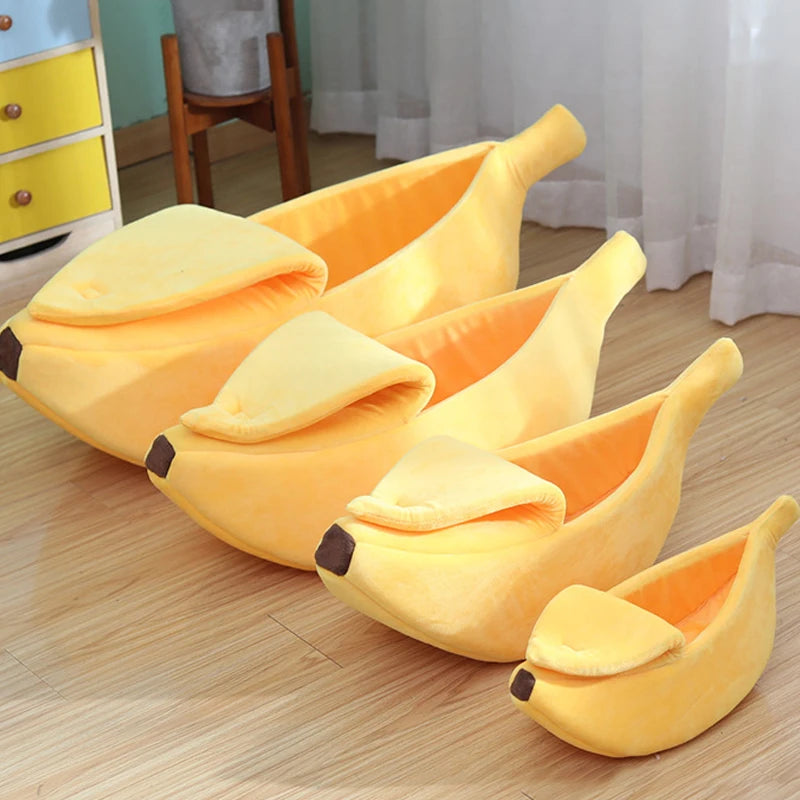 Banana Cat Bed House Cute Funny Cozy Cat Mat Beds Warm Durable Portable Pet Basket Kennel Dog Cushion Cat Supplies Multicolor