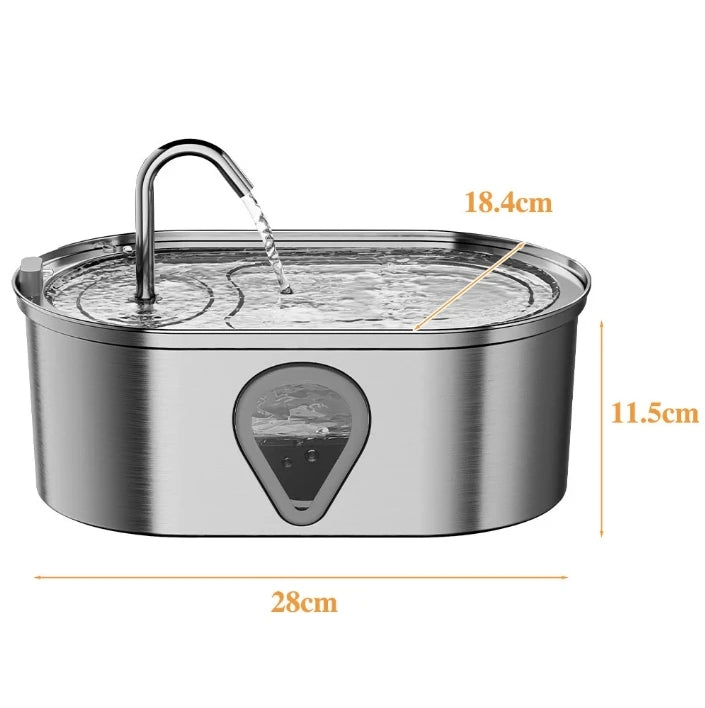 304 Stainless Steel Automatic Cat Water Fountain with Charging Power Pet Dog Drinking Dispenser Filter for Cats and Dogs