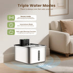 OEM 3.5L Wireless Stainless Steel Cat Water Fountain 108oz/3.2L 3-Modes Indoor Cordless Battery Pet Drinking Fountain Automatic