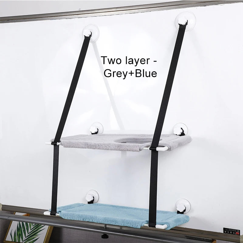 Double Layers Cat Hammock Window Indoor Cats Seat Shelves Kitten Limbing Frame Strong Suction Cups Bearing 25kg Cat Products