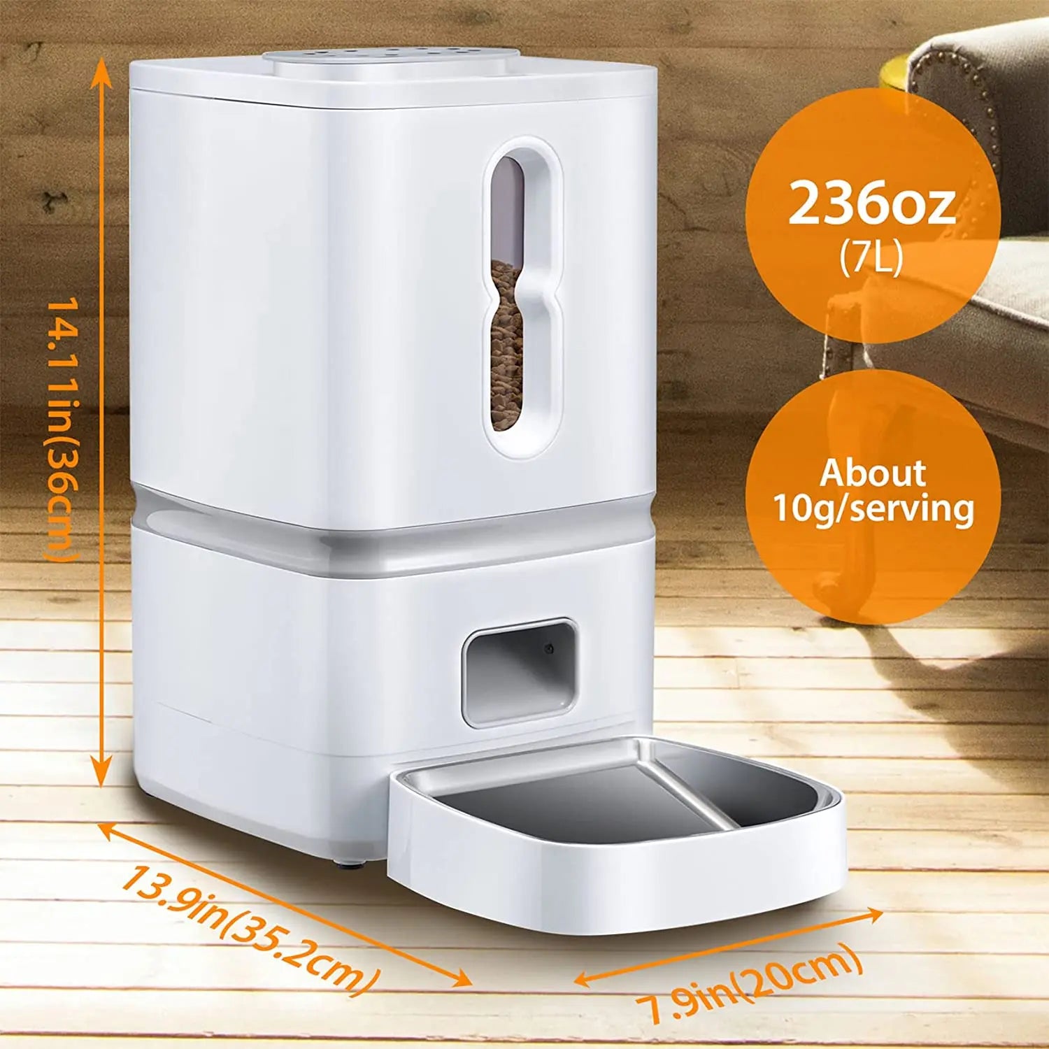7L Automatic Cat Feeder 1-4 Meal Portion Automated Food Dispenser Timed Cat Feeders for Dry Food Smart Feeder
