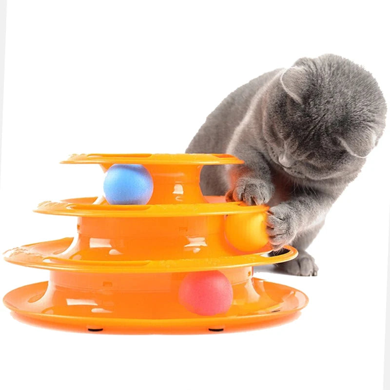 3-Level Interactive Plastic Cat Toy Pet Training Roller Amusement Plate Balls Puzzle Mental Physical Exercise Sustainable