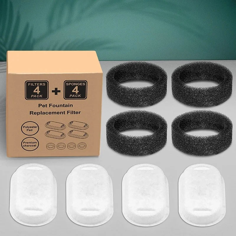 4Pack Pet Replacement Sponges for 67oz/2L Flow Pet Water Fountain Stainless Steel Cat Water Fountain Filters Automatic