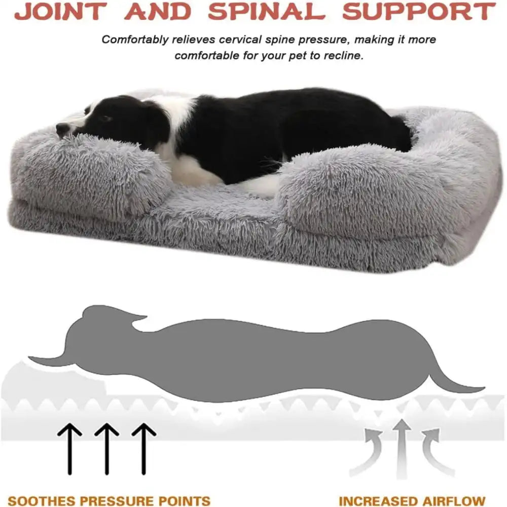 Orthopedic Dog Beds for Large Dogs Fluffy Large Dog Bed with Removable Washable Cover Non-Slip Bottom Foam Couch Bed