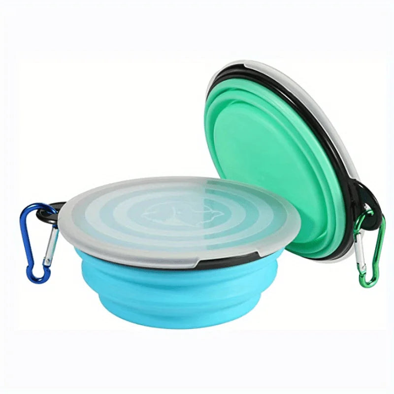 Collapsible Dog Bowl Foldable Pet Bowl with Lid Dog Travel Bowl Portable Foldable Cat Feeder for Pet Walking Parking Camping