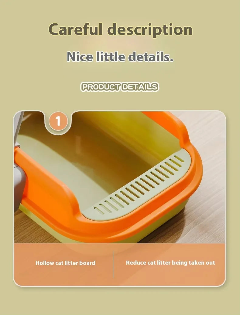 Wholesale Semi-Enclosed Large Thickened Anti-Splash Plastic Cat Litter Box Cat Litter Box with Shovel Pet Supplies