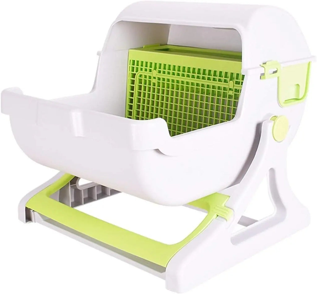 Plastic Cat Litter Box Flip Lid Semi-Automatic Quick Cleaning Luxury Cat Toilet Tray PP Resin Pet Litter Pan Cat Products
