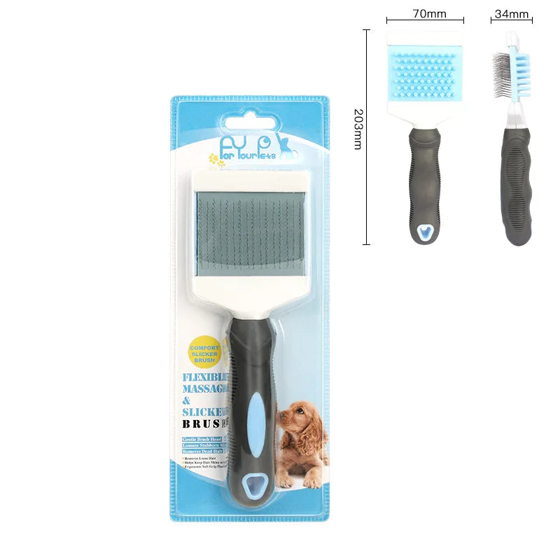 Double Sides Self Cleaning Dog Brush for Shedding Pet Grooming Comb Cat Brush Removes Loose Under Layers Knead Tangled Hair