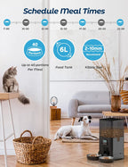 OEM 6L Automatic Cat Feeder for Two Cats with Stainless Steel Bowls LCD Display USB Charging Memory Function Smart Pet Feeder