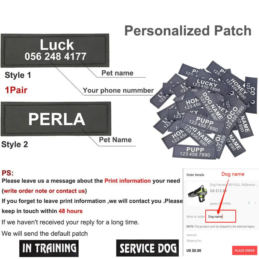 Custom Dog Harness Vest ID Patch Reflective Breathable Adjustable Pet Harness Designer Dog Harness Outdoor Dog Products