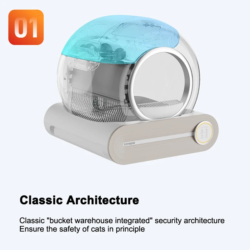 2026 New Tonepie TI PRO 65L Plastic Automatic Cat Litter Box Smart APP Control Self Cleaning Semi-Enclosed Cat Toilet