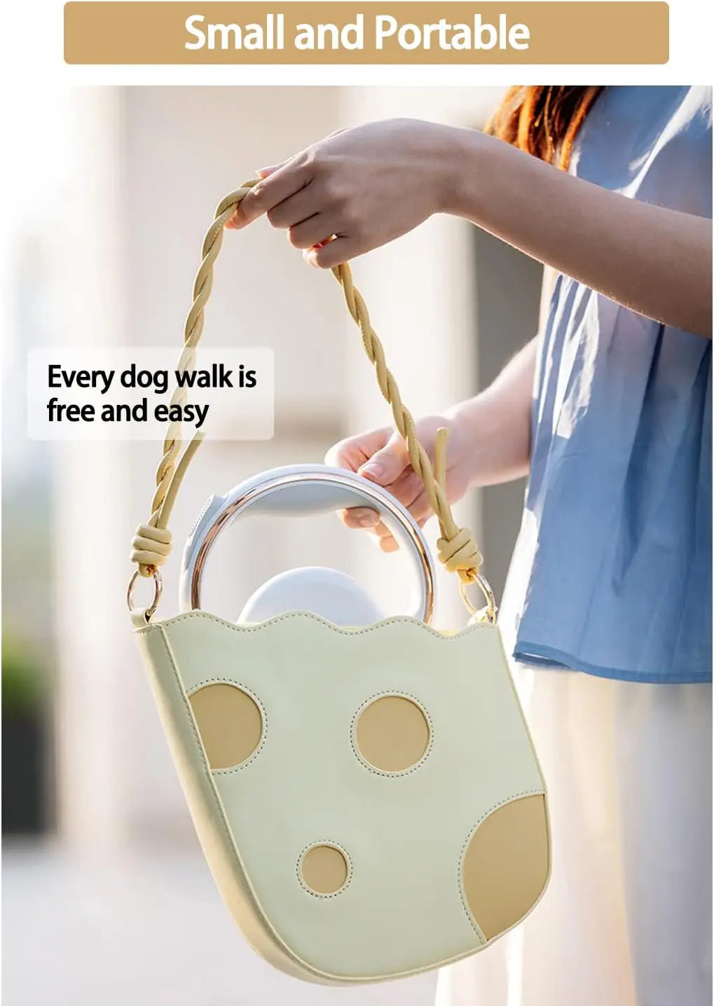 Retractable Dog Leash with LED Light Walking Leash Outdoor Running Pet Leash with Dispenser for Small Dog Products up to 20lbs