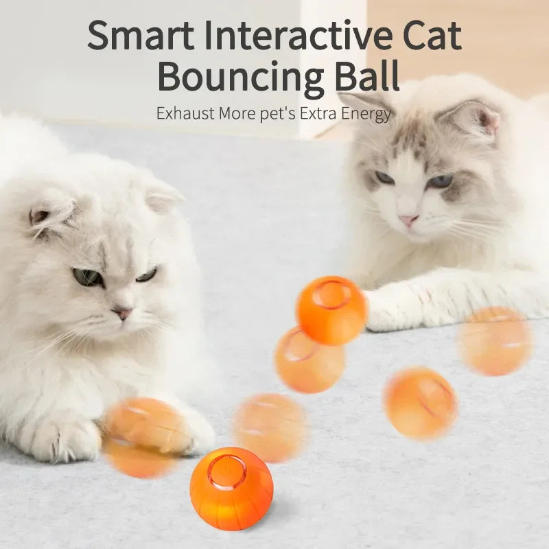 Smart LED Self-Moving Cat Toys Automatic Jumping Cat Ball Interactive Rolling Ball for Cats and Dogs Made of Durable Silicone