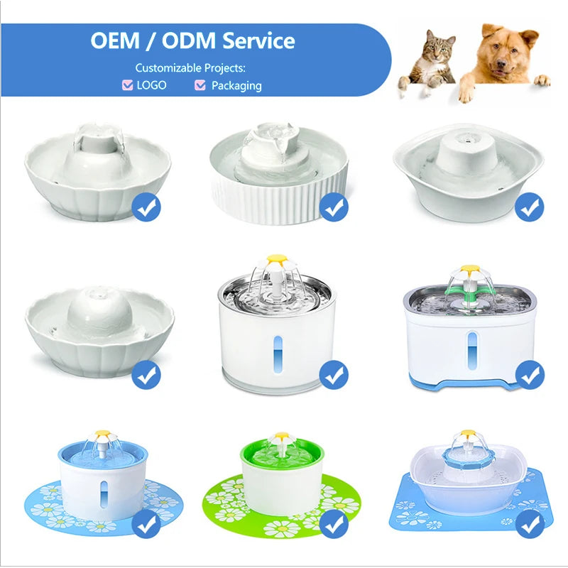 Ceramic Cat Water Fountain Automatic Electric Pet Water Dispenser Dog Filter Drinker Pet Drinking Feeder with Quiet Pump 1.5L