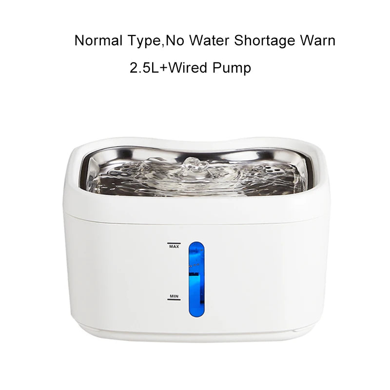Factory Wireless Cat Water Fountain 2.5L/84oz Weighting Water Level Window LED Light Automatic Pet Water Dispenser OEM ODM