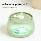 1300ml Ceramic Cat Water Fountain USB Charging Pet Drinker with Filter Automatic Cat Dog Water Dispenser with Wooden Stand Bowls