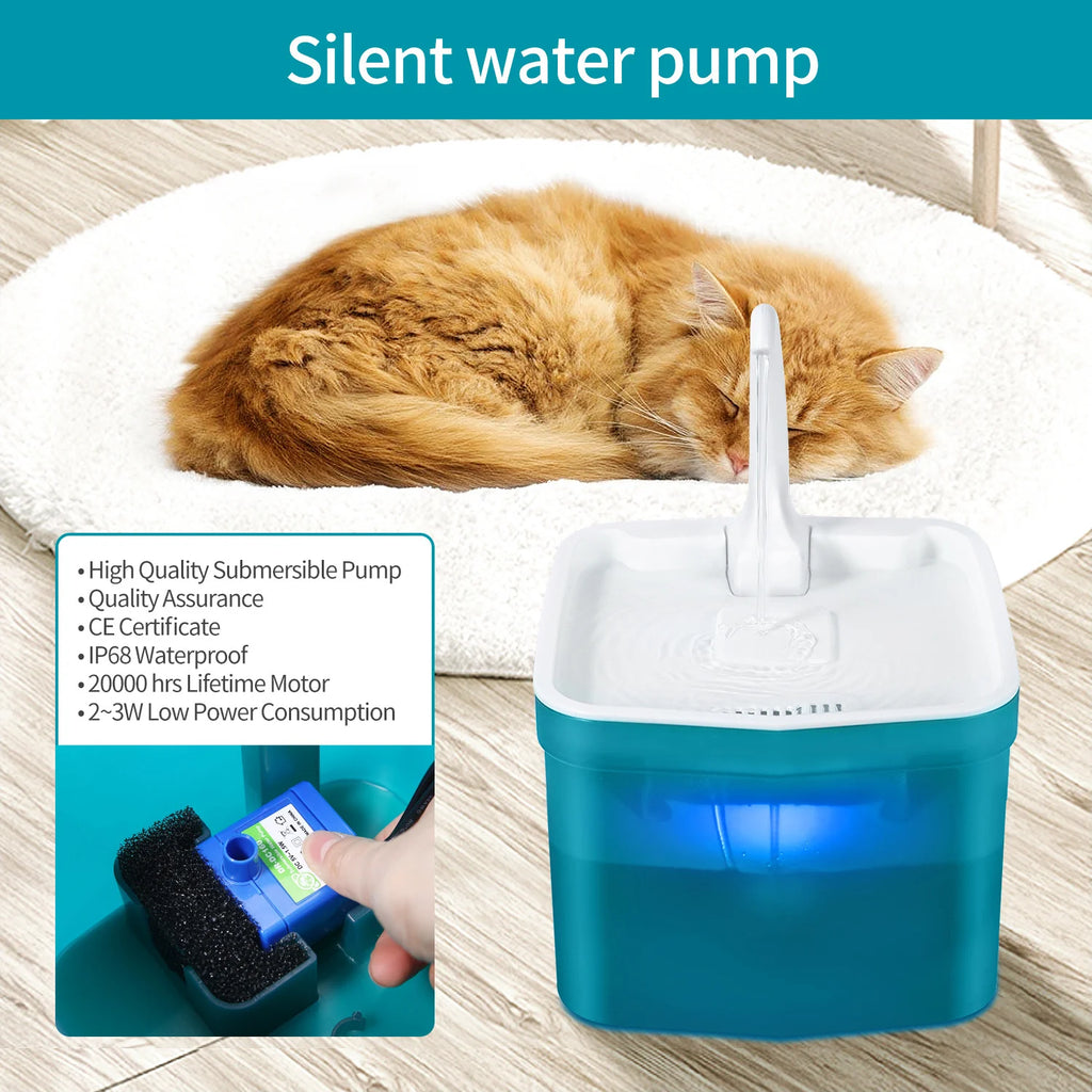 2023 New Smart Cat Water Fountain Automatic LED Light Cat Fountain Bowl Drinking Pet Water Dispenser Pet Supplies