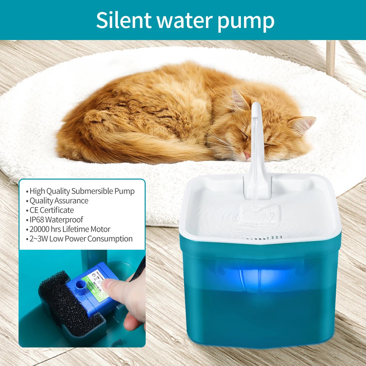 2023 New Smart Cat Water Fountain Automatic LED Light Cat Fountain Bowl Drinking Pet Water Dispenser Pet Supplies