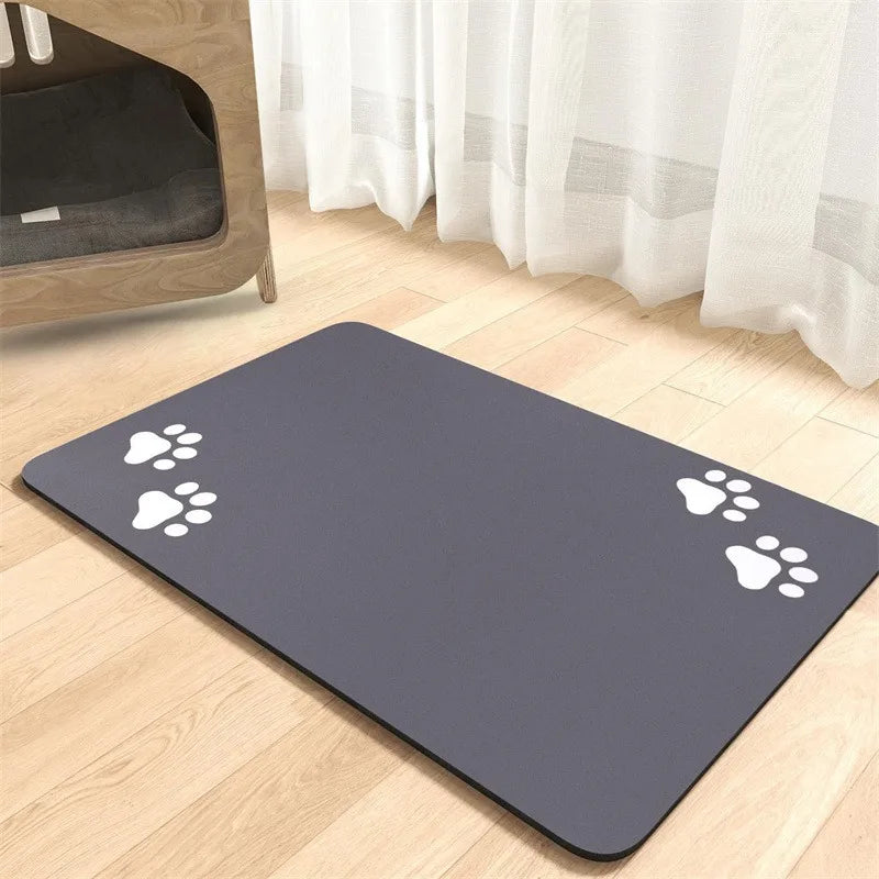 Non Slip Silicone Pet Food Mat Rapid Absorbent Dog Cat Square Bone Shaped Feeding Mat