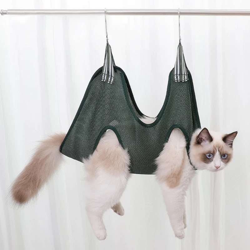 Cat Grooming Stainless Steel Nail Cutting Anti-Scratch Bite Fixed Bath Trimming Restraint Bag & Hammock Hanging Pet Supplies Set