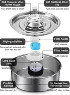 304 Stainless Steel Stylish Luxurious Ultra-Quiet 2.0L Automatic Cat Water Fountain Auto Pet Water Dispenser for Dogs & Cats