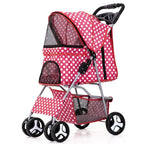4 Wheels Pet Travel Trolley Cat Dog Jogger Stroller with Cup Holder and Storage Basket Pet Pushchair for Small Medium Cats Dogs
