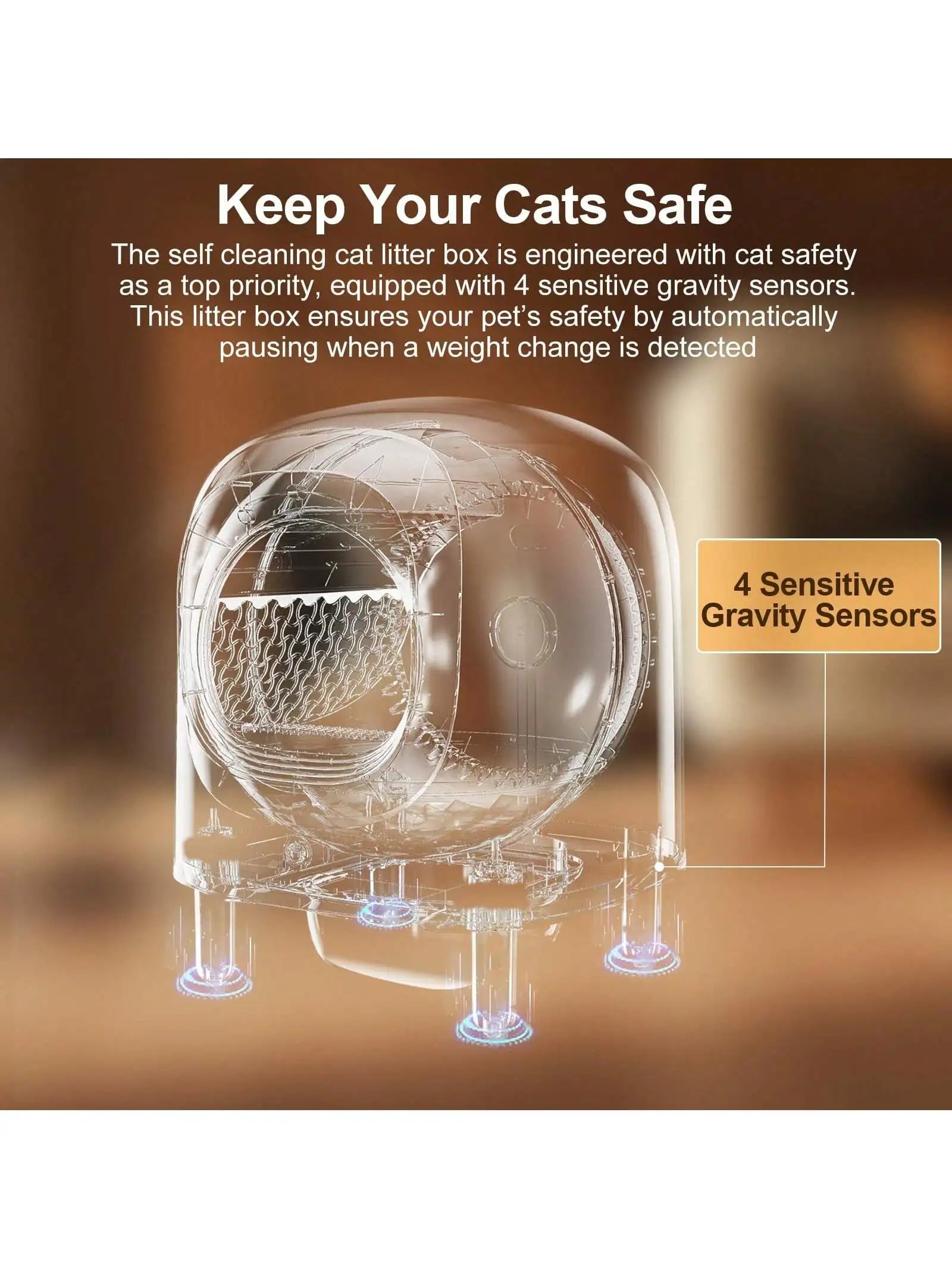 Petree Automatic Cat Litter Box 56L Large Capacity Self-Cleaning APP Control Easy Clean Features Safety Protection Odor Removal