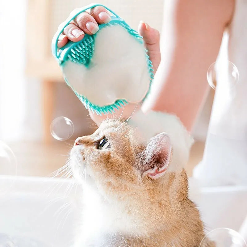 Pet Massage Bath Brush Shampoo Dispenser for Dog Cat Grooming Scrubber Pet Brush Supplies