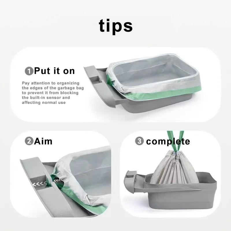 3 Rolls Waste Bags for Neakasa M1Self-Cleaning Cat Litter Box Replaced Waste Bags Automatic Litter Box Liner with Drawstring