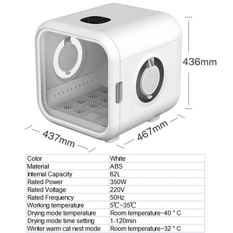 Pet Drying Box 900W 220V Automatic Dog Hair Dryer Cat Hair Blowing Machine 50L Smart Pet Hair Dryer Dog Cleaning Dog Products